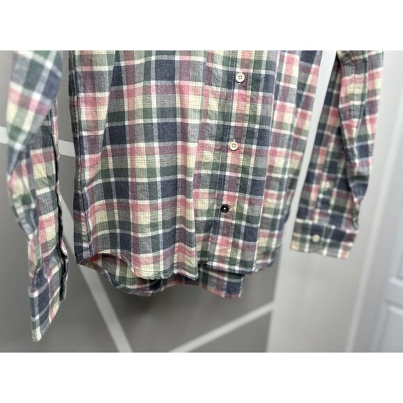 Taylor Stitch Plaid Organic Cotton Shirt Mens 42 Large Blue Rose Green Button Up - Picture 4 of 14